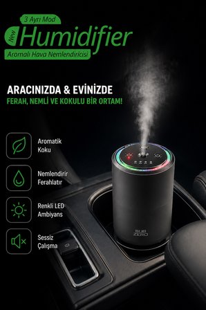 RGB Otomatik Buharlı Araç Parfümü Aromalı Koku Difüzörü Şarjlı 1000mAh Buharlı Hava Nemlendirme