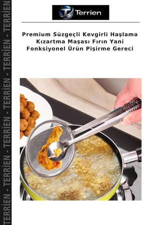 Premium Süzgeçli Kevgirli Haşlama Kızartma Maşası Fırın Yani Fonksiyonel Ürün Pişirme Gereci