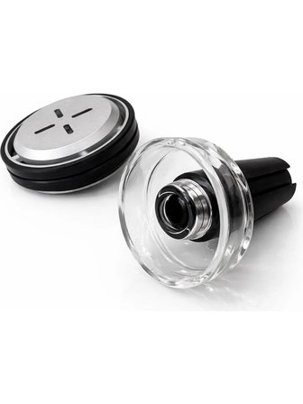Meka Nargile Lülesi Borosilikat Cam Silikon Gövdeli Isı Yönetim Sistemli (HMD Lotus) Hibrit Nargile Lüle Seti