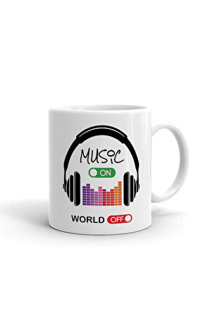 Music On World Off Seramik ithal Porselen Seramik Kupa Bardak