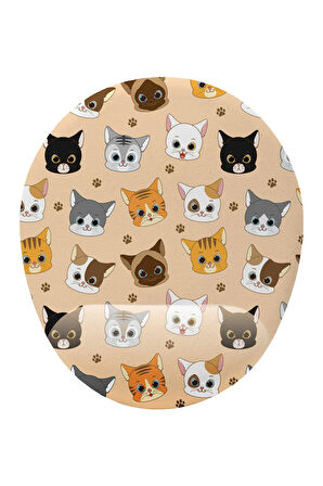 Kedi Desenli Bilek Destekli Kaymaz Buruşmaz Kırılmaz Mouse Pad