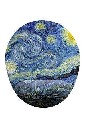 Mavi Van Gogh Yıldızlı Gece Bilek Destekli Kaymaz Buruşmaz Kırılmaz   Mousepad