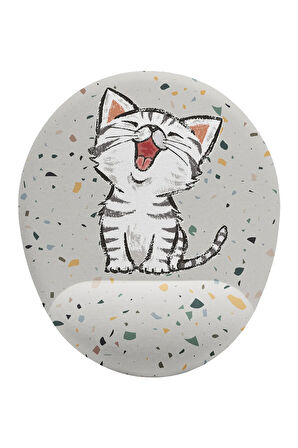 Minik Sevimli Kedi Bilek Destekli Kaymaz Buruşmaz Kırılmaz Mouse Pad