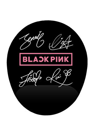 Black Pink Logo Ve Imzalar Bilek Destekli Kaymaz Buruşmaz Kırılmaz Mouse Pad