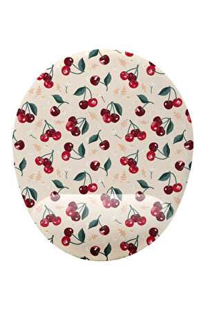 Kiraz Desenli Bilek Destekli Kaymaz Buruşmaz Kırılmaz Mouse Pad