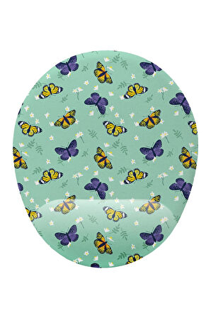 Kelebek Desenli Bilek Destekli Kaymaz Buruşmaz Kırılmaz Mouse Pad