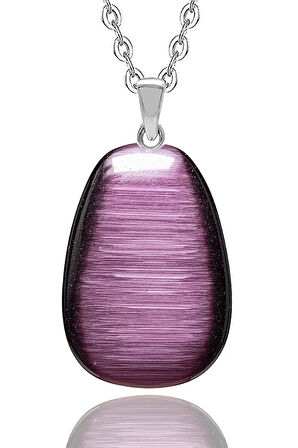 Sertifikalı Doğal Mor Akik Taşı Kolye