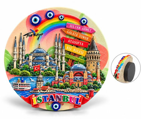 Özel Seri Kültürel Obje Mutfak Süsü Ev Hediyesi İstanbul Temalı Polyester Magnet