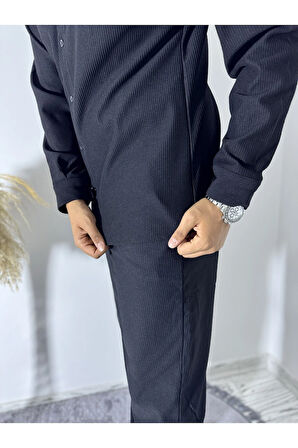 ÜST GÖMLEK ALT PANTOLON İÇİ ŞARDON DETAYLI TAKIM