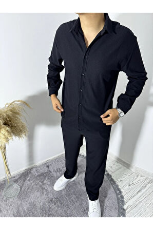 ÜST GÖMLEK ALT PANTOLON İÇİ ŞARDON DETAYLI TAKIM