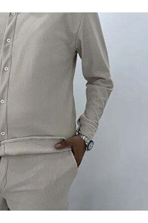 ÜST GÖMLEK ALT PANTOLON İÇİ ŞARDON DETAYLI TAKIM