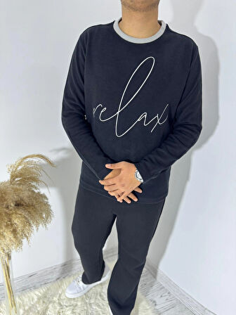  RELAX YAZILI SELANIK KÜMAŞ SWEATSHİRT