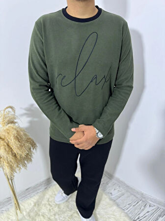  RELAX YAZILI SELANIK KÜMAŞ SWEATSHİRT