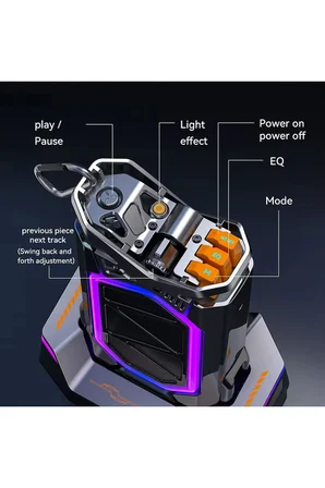 Subwoofer Hoparlör HIFI Mega Bass Speaker Mekanik Çakmak Tasarım 6-8 Saat Bluetooh 5.3 EDR 78dB
