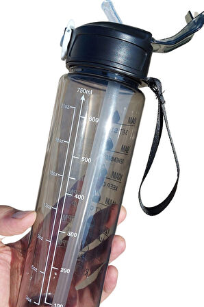 750ml Pipetli Sızdırmaz Plastik Sporcu Öğrenci Motivasyon Matarası Şişesi Suluğu