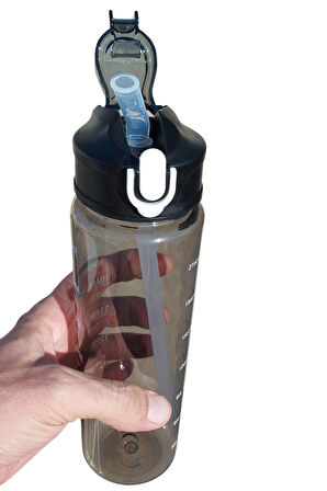 750ml Pipetli Sızdırmaz Plastik Sporcu Öğrenci Motivasyon Matarası Şişesi Suluğu