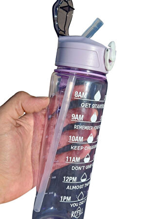 750ml Pipetli Sızdırmaz Plastik Sporcu Öğrenci Motivasyon Matarası Şişesi Suluğu
