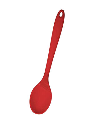 Silikon Mutfak Kaşığı 28 cm, Sert Uçlu, Yüksek Isıya Dayanıklı, Yanmaz & Yapışmaz