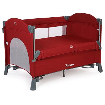 Yoyko Exclusive Comfort 8 in 1 Anne Yanı Park Yatak Oyun Parkı 70x110 - Bordo