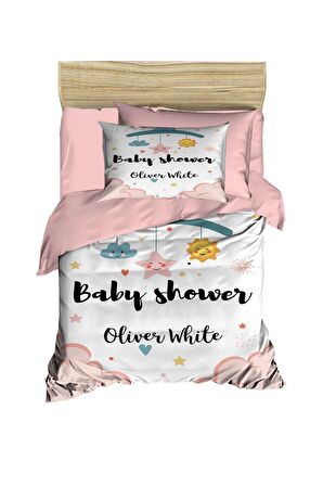 Yenidoğan Kız Bebek Nevresim Takımı %100 Pamuklu Baby Shower White