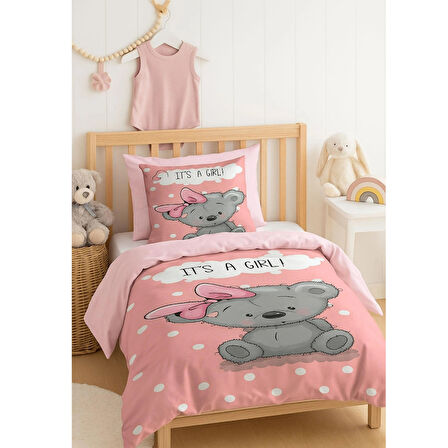 Yenidoğan Kız Bebek Nevresim Takımı %100 Pamuklu İts A Girl 