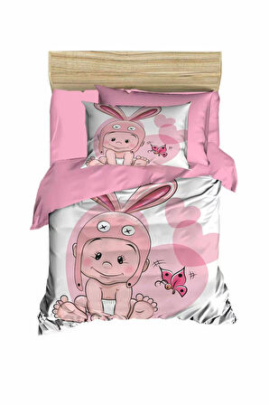 Yenidoğan Kız Bebek Nevresim Takımı &amp;#37;100 Pamuklu Tavşan Kulak