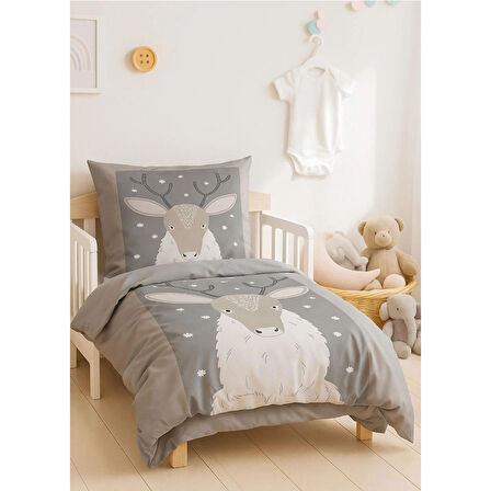 Yenidoğan Kız / Erkek Unisex Bebek Nevresim Takımı &amp;#37;100 Pamuklu Geyik