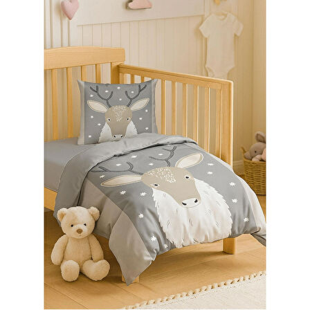 Yenidoğan Kız / Erkek Unisex Bebek Nevresim Takımı &amp;#37;100 Pamuklu Geyik