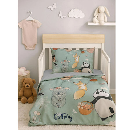 Yenidoğan Kız / Erkek Unisex Bebek Nevresim Takımı &amp;#37;100 Pamuklu Sevimli Hayvanlar