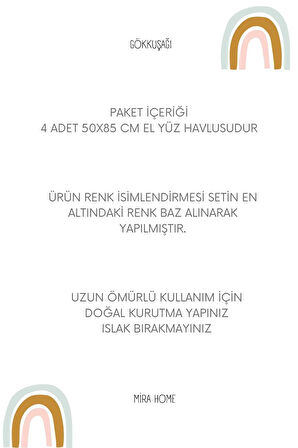 4 Lü El Yüz Havlu Seti &amp;#37;100 Pamuklu Gökkuşağı 50x85 Cm Kahve