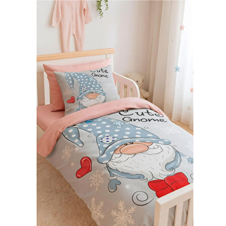 Dijital Baskılı 3d Pamuklu Yenidoğan Bebek Nevresim Takımı Cute Gnome Pink