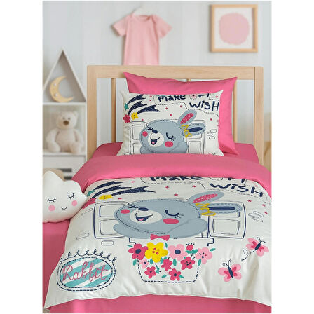 Dijital Baskılı 3d Pamuklu Yenidoğan Bebek Nevresim Takımı Wish Rabbit