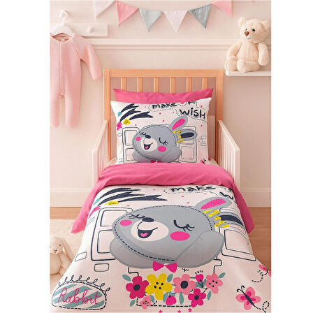 Dijital Baskılı 3d Pamuklu Yenidoğan Bebek Nevresim Takımı Wish Rabbit