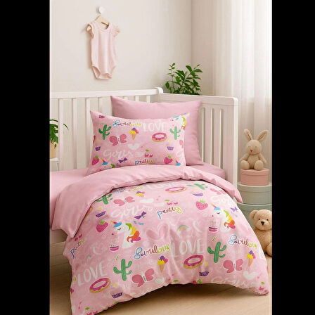 Dijital Baskılı 3d Pamuklu Yenidoğan Bebek Nevresim Takımı Girl Love