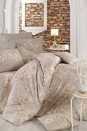 Çift Kişilik Nevresim Takımı Pamuklu Bej Bahar