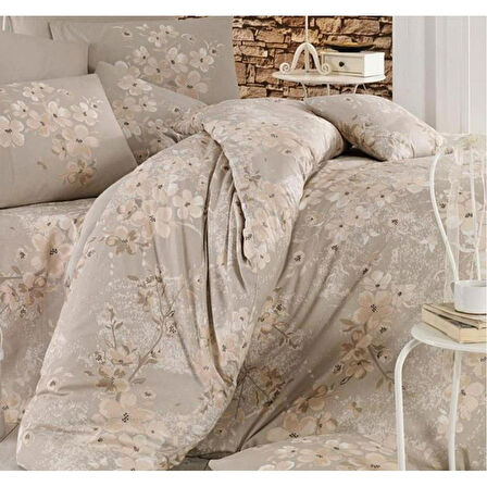 Çift Kişilik Nevresim Takımı Pamuklu Bej Bahar