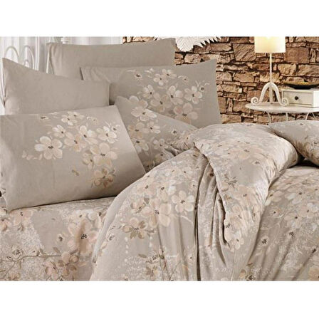 Çift Kişilik Nevresim Takımı Pamuklu Bej Bahar