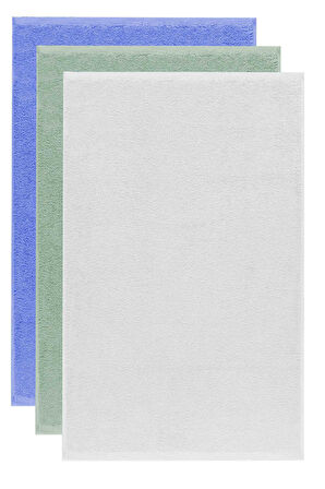 3 lü Düz Renk El Yüz Havlu Seti &amp;#37;100 Pamuklu 50x90 Cm Mavi-Yeşil-Beyaz