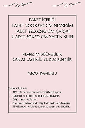  Çift Kişilik Ranforce Nevresim Takımı %100 Pamuklu Şimal Mavi