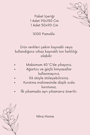 2 Parça %100 Pamuklu Banyo Havlu Seti Sultan Yeşil 