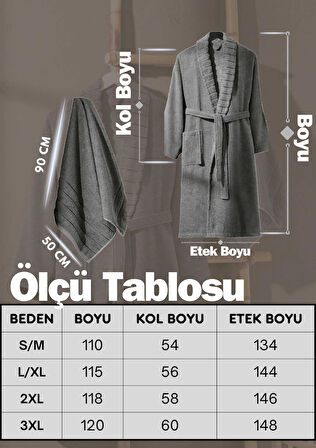 AquaLoom Lüx Erkek Bornoz ve Havlu Seti &amp;#37;100 Pamuklu Antrasit