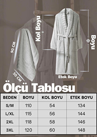 AquaLoom Lüx Bornoz ve Havlu Seti &amp;#37;100 Pamuklu Açık Gri