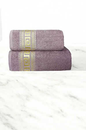 2 Parça Elysium Premium Banyo Havlu Seti %100 Pamuk 70x140 Cm Mor 