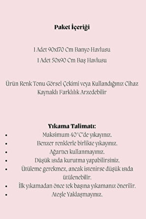 2 Parça Battal Lüks Premium Banyo Spa Havlu Takımı 90x170 Cm Pudra