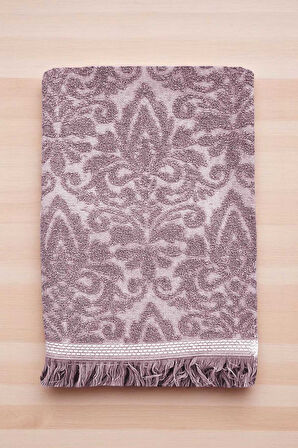 2 Parça Jakarlı Banyo Havlu Takımı %100 Pamuklu 90x150 Cm Arden - Mor