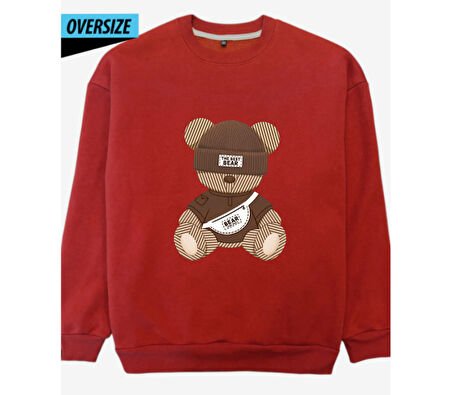 The Best Bear Oversize Sweatshirt Kırmızı