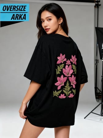 Bloom Babe – Oversize T-Shirt Siyah