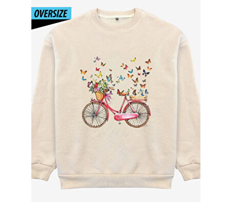 Butterfly Ride Oversize Sweatshirt Bej