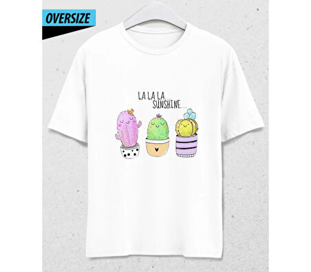 Cactus Mood – Trip yok, kaktüs mod on! Oversize Unisex T-Shirt Beyaz