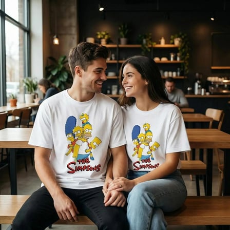 Family Bonds: The Simpsons Valentine's Day Special - Oversize T-Shirt Beyaz